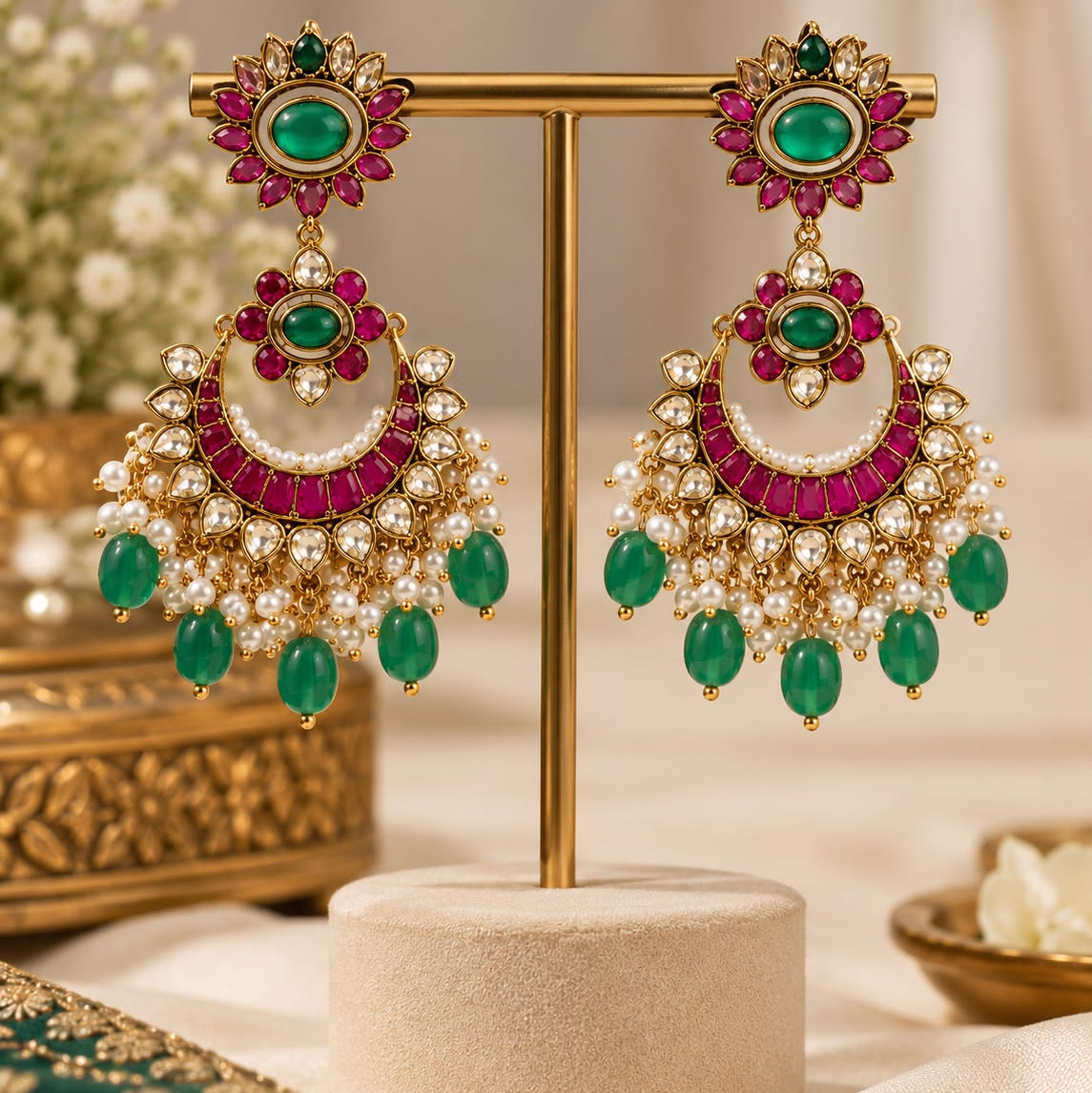 EMERALD RANI CHANDBAALI EARRINGS