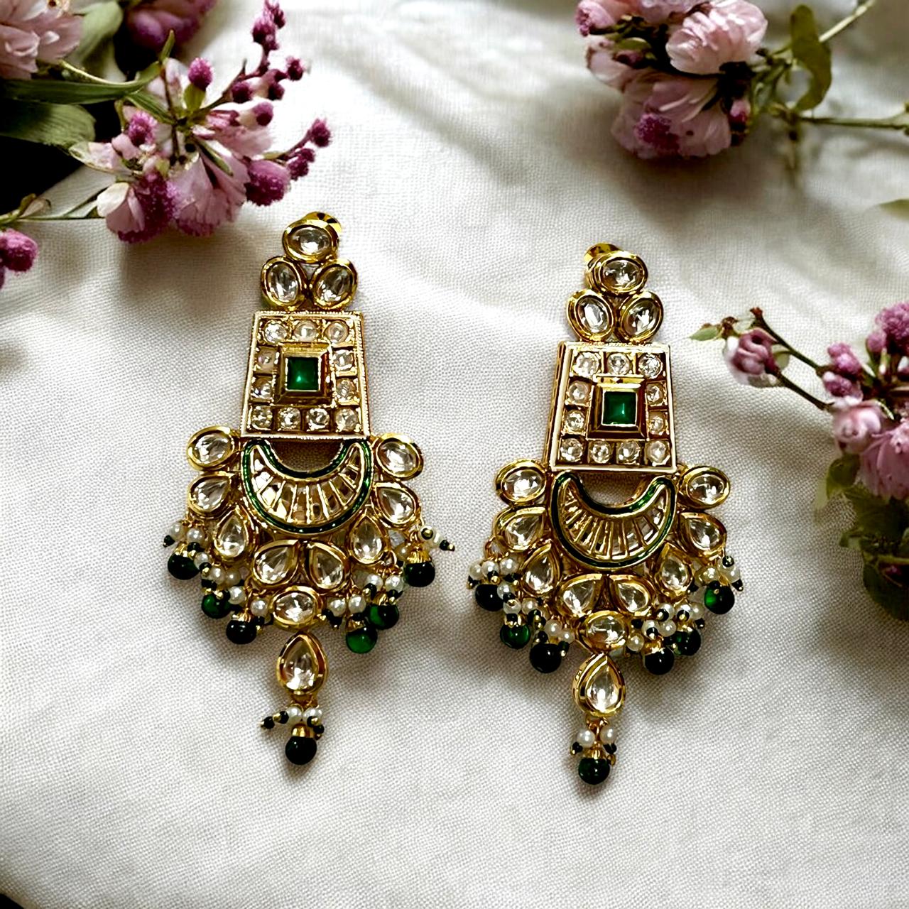 EMERALD HEER CHANDBALI EARRINGS