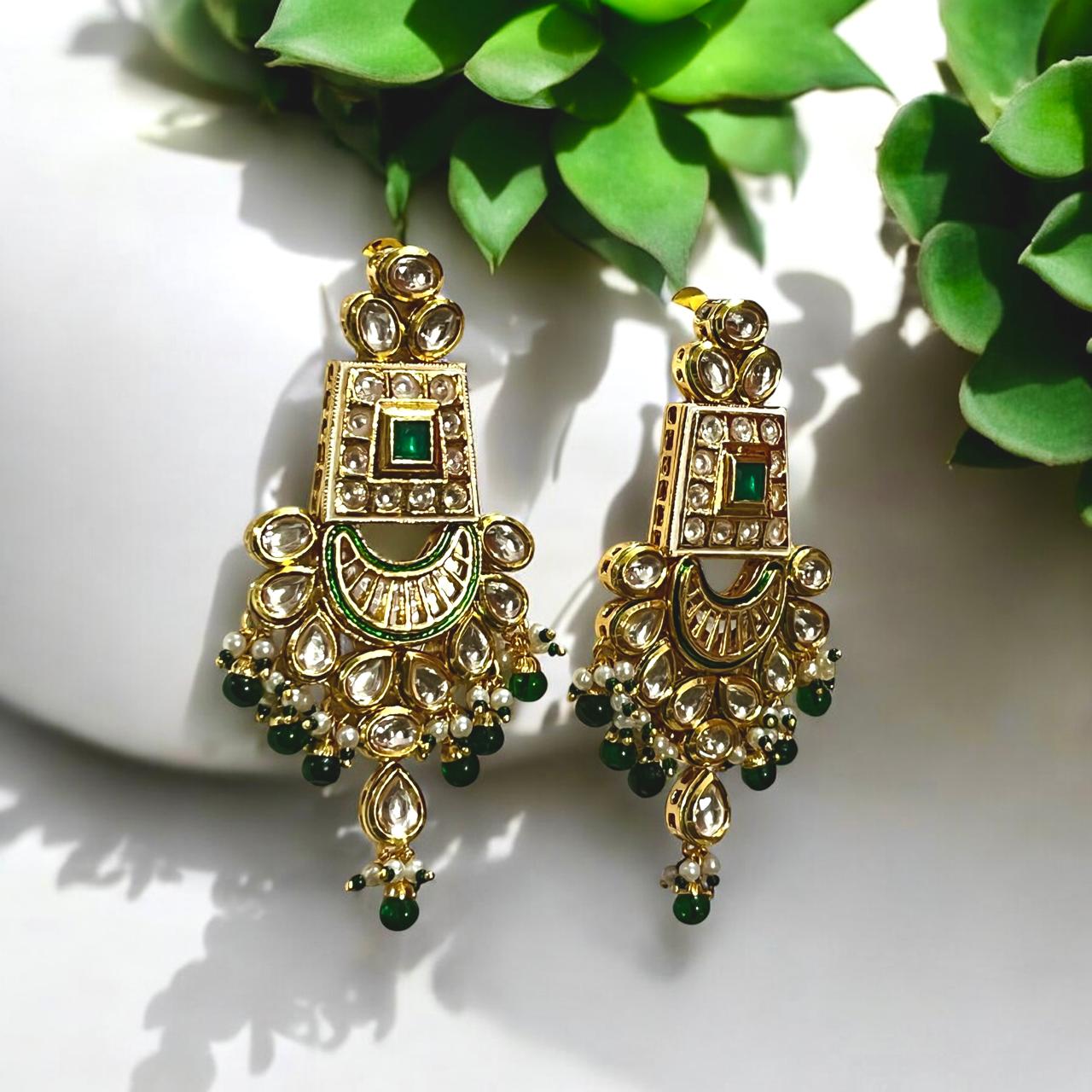 EMERALD HEER CHANDBALI EARRINGS