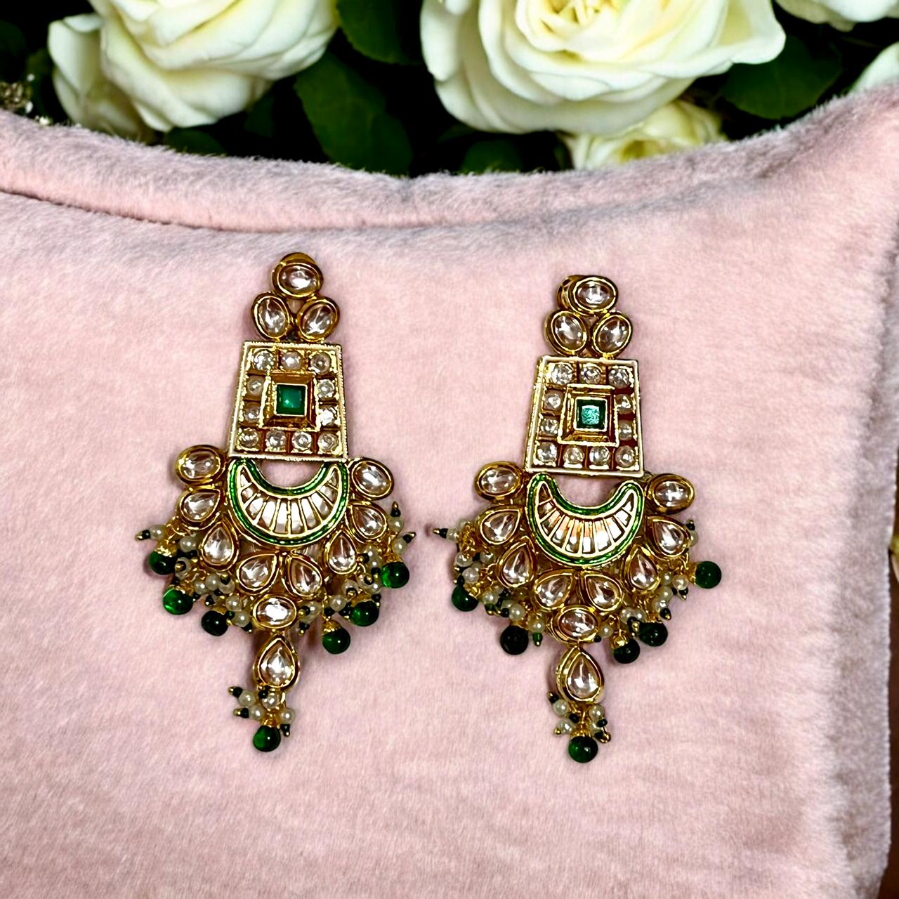 EMERALD HEER CHANDBALI EARRINGS