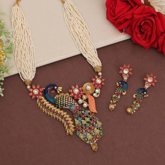 MULTICOLOUR PEACOCK NECKLACE SET