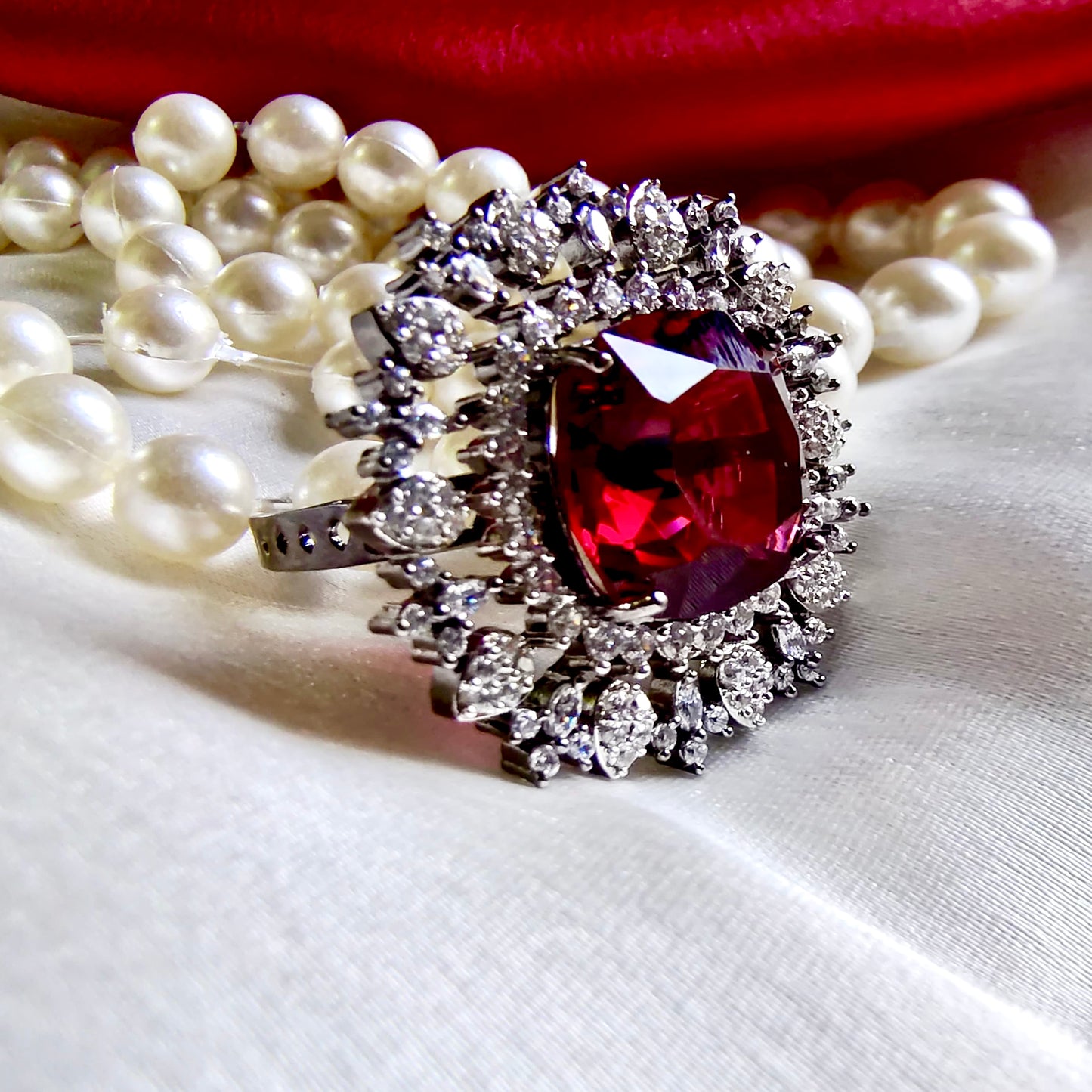 RUBY DAISY ZIRCONIA RING